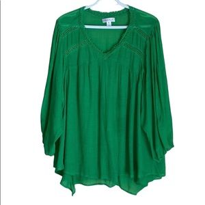 Studio Woman Women’s Green Tunic Peasant Top Sz 2X
